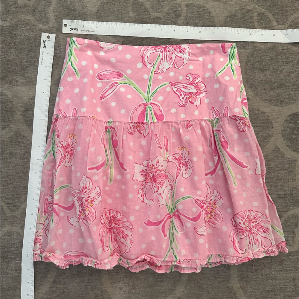 Lilly Pulitzer Nikita Pink/Green Floral Ruffle Skirt - Picture 3 of 4